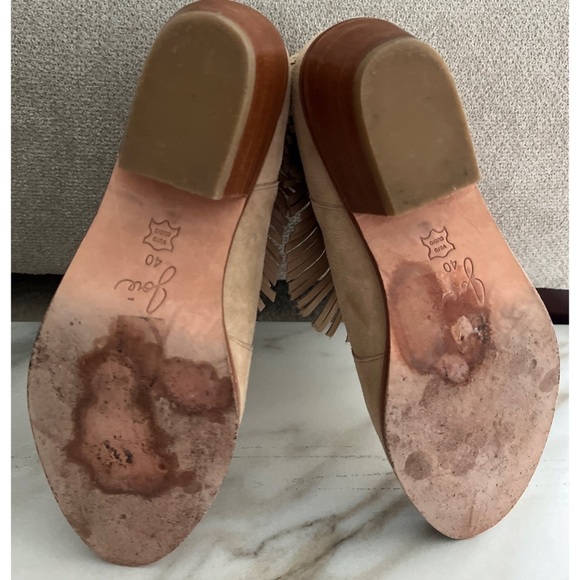 JOIE MAKENA BEIGE BUFF CALF SUEDE FRINGE ANKLE BOOTIE - EU 40 - US 9 - Picture 10 of 10